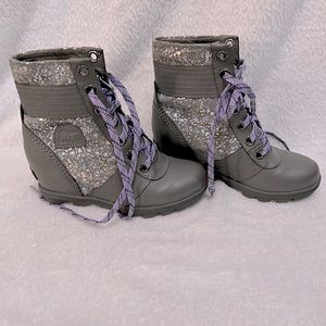 Sorel wedges grey sparkle youth 3